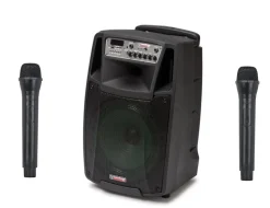 AudioDesignPRO kannettava akkukäyttöinen 12" aktiivikaiutin & 2 mikrofonia