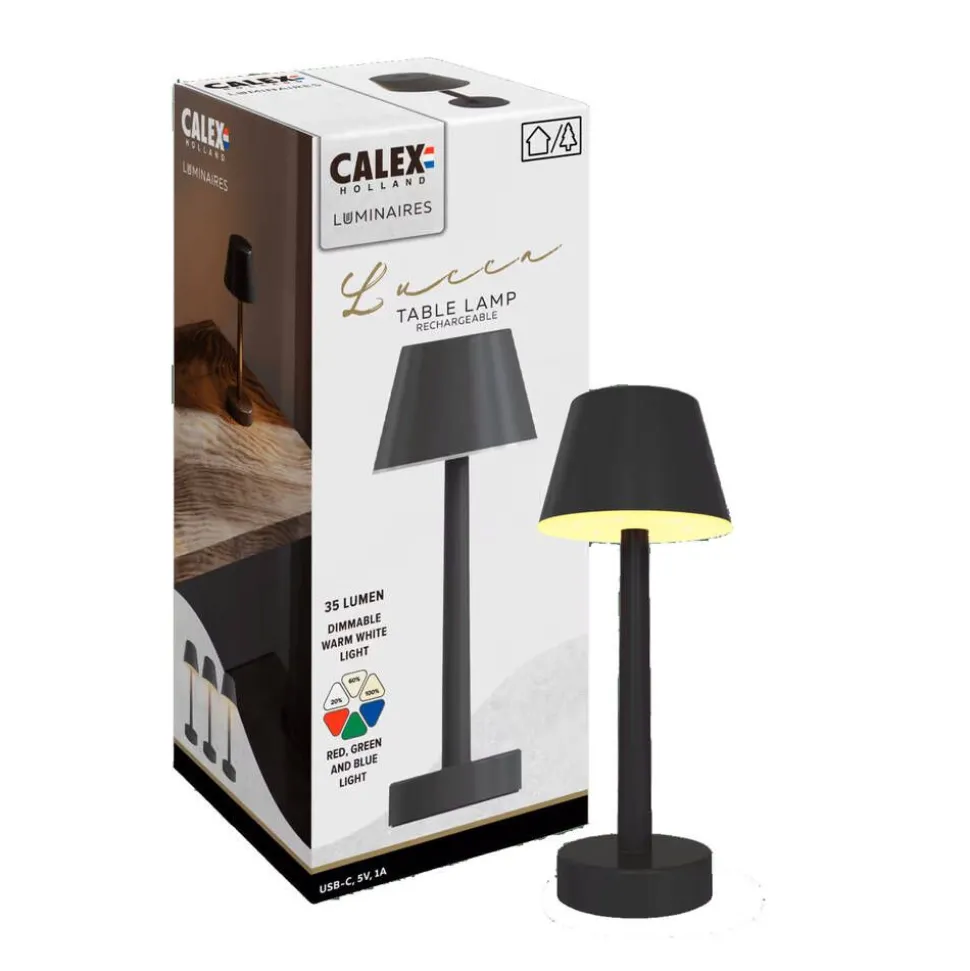 Calex pöytävalaisin Lucca IP54 ladattava