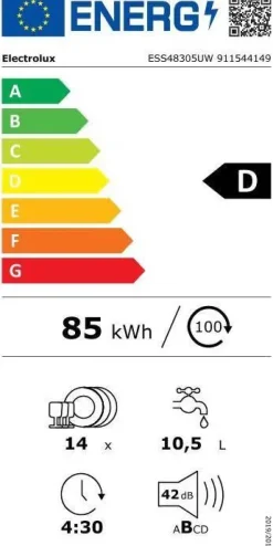 Electrolux astianpesukone ESS48305UW 60 cm valkoinen