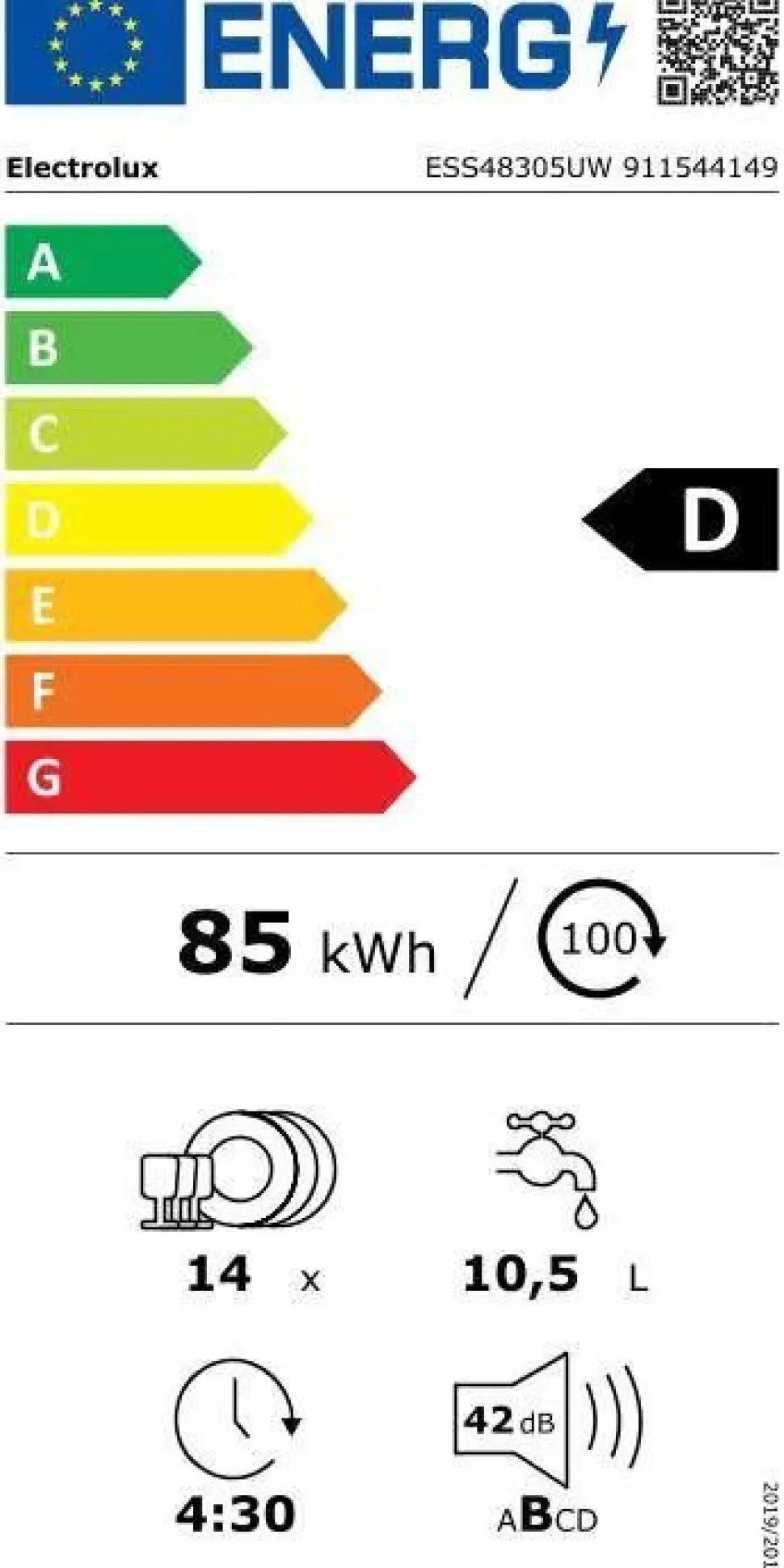 Electrolux astianpesukone ESS48305UW 60 cm valkoinen