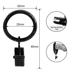 Ihanin verhorenkaat nipistimellä 25/32 mm mustakulta