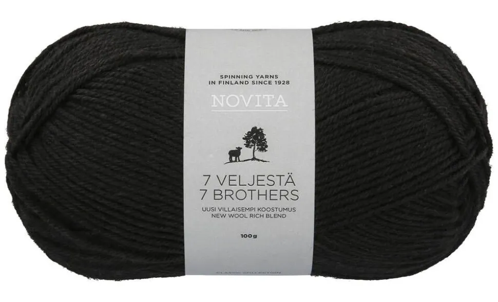Novita 7 Veljestä lanka 100 g 099 noki