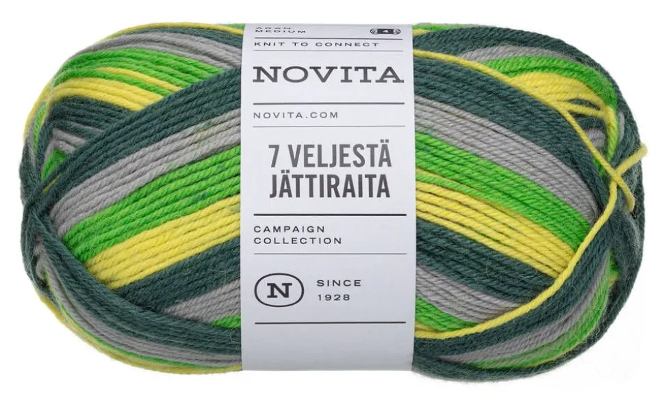 Novita 7 Veljestä Raita lanka Jättiraita 150g 8281 havu