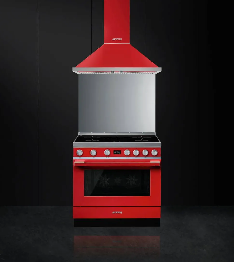 Smeg induktioliesi monitoimiuunilla CPF9IPR Portofino punainen