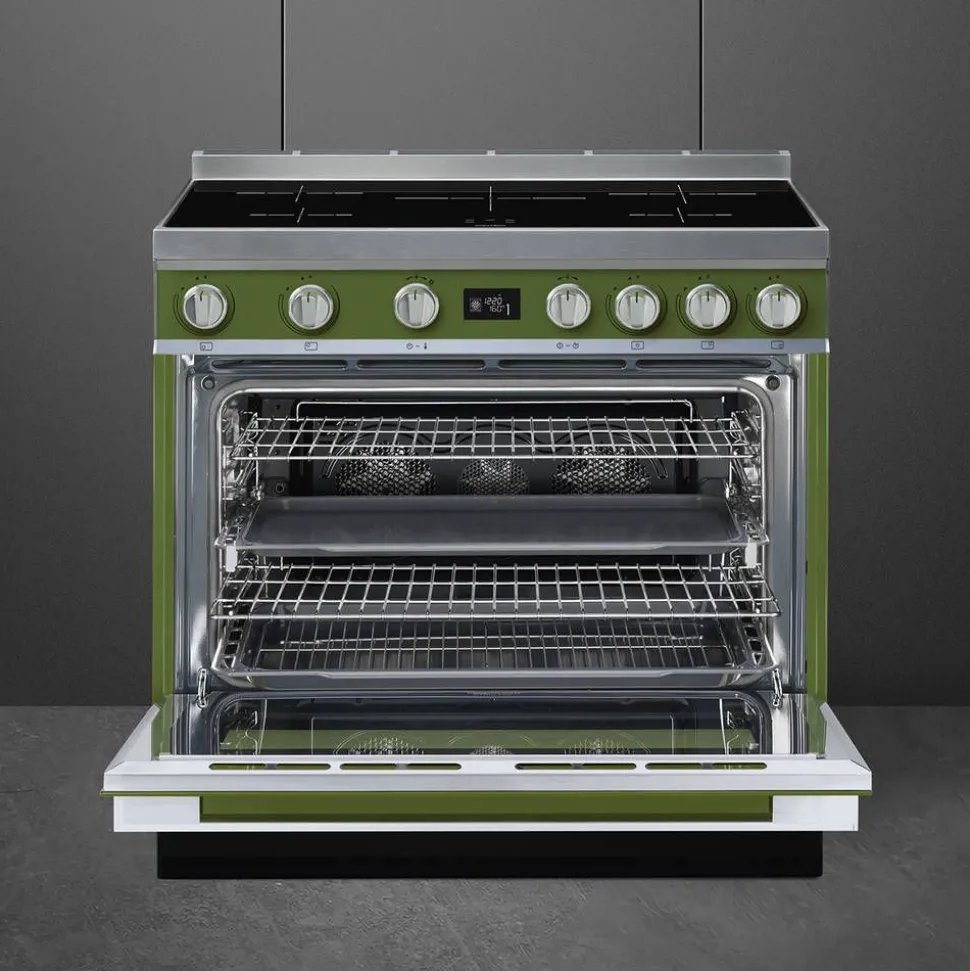 Smeg induktioliesi monitoimiuunilla CPF9IPOG Portofino vihreä