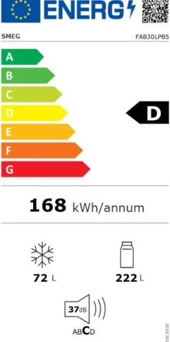 Smeg retrojääkaappipakastin FAB30LPB5 pastellinsininen, vasen