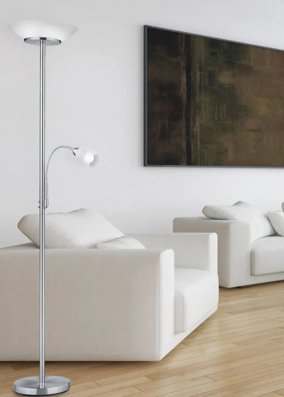 Trio Lighting lattiavalaisin Gerry E27+E14 harjattu teräs