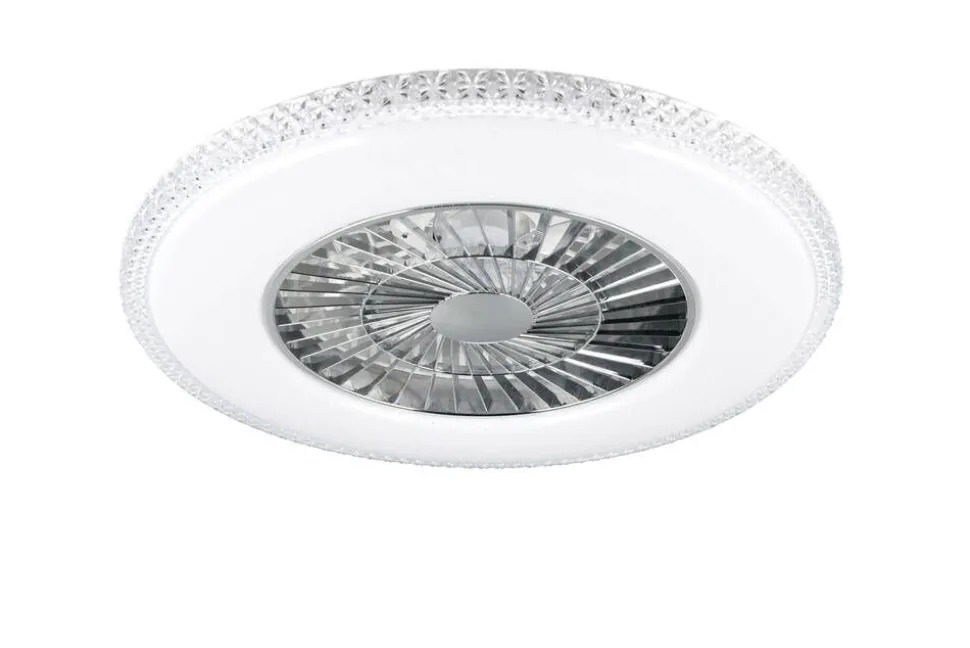 Trio Lighting LED kattotuuletin Harstad kromi starlight