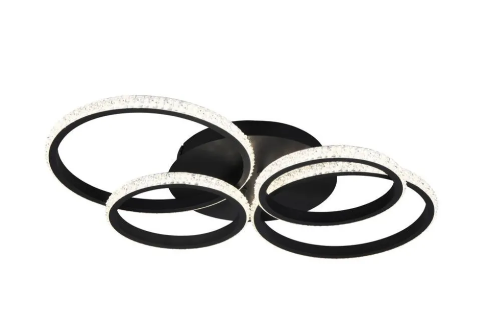 Trio Lighting LED kattovalaisin Cires mattamusta/kristallief