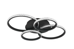 Trio Lighting LED kattovalaisin Cires mattamusta/kristallief