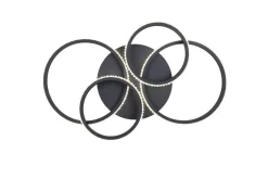 Trio Lighting LED kattovalaisin Cires mattamusta/kristallief
