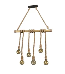 Trio Lighting riippuvalaisin Wilma 6xE27 bambu/sisal