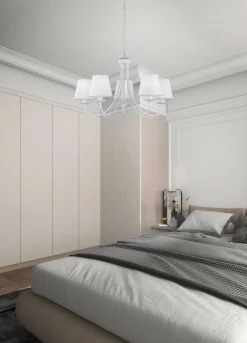 Trio Lighting kattokruunu Cortez 5-os E14 mattavalkoinen