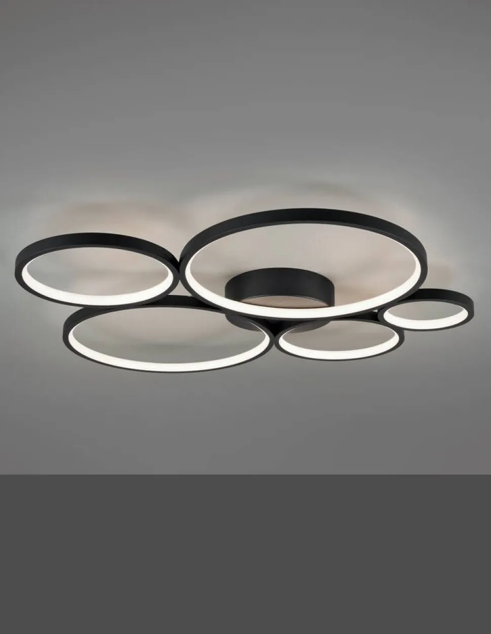 Trio Lighting kattovalaisin Rondo LED 5-os mattamusta