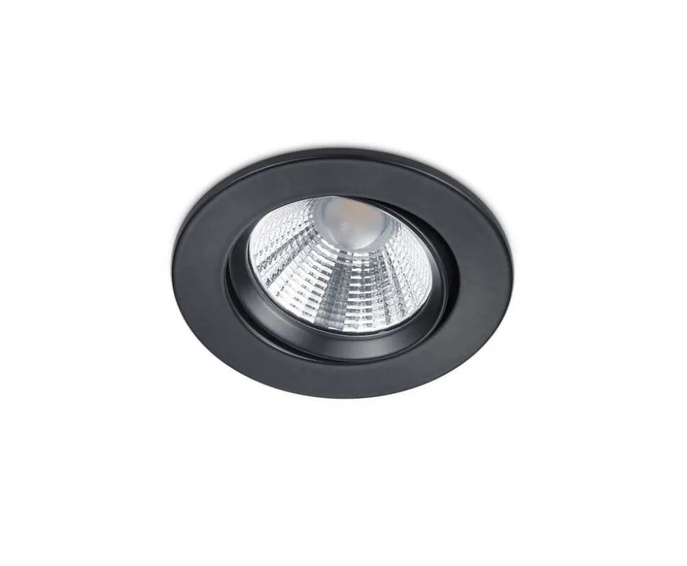 Trio Lighting LED alasvalo Pamir mattamusta pyöreä