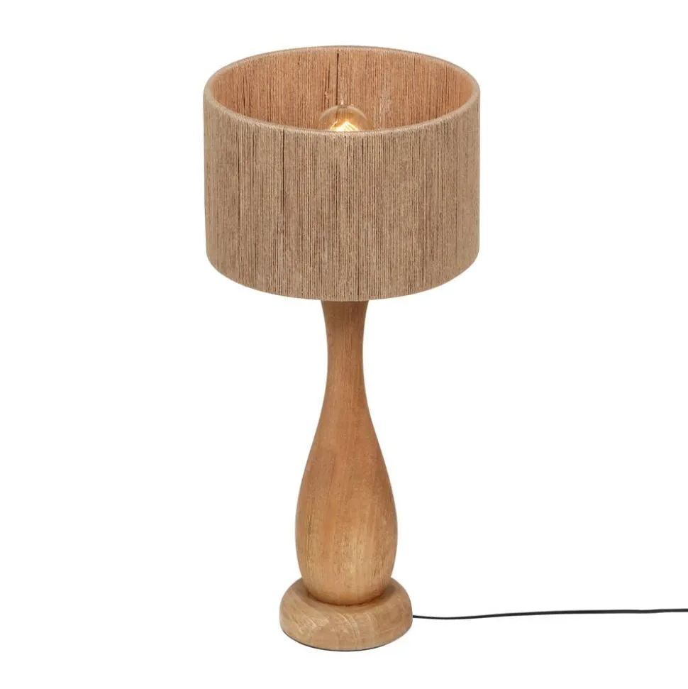 Trio Lighting pöytävalaisin Toba E27 puu/beige