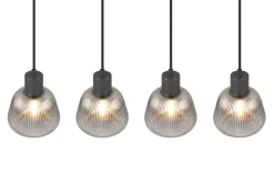 Trio Lighting riippuvalaisin Tarifa 4-os E27 mattamusta/krom