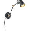 Trio Lighting seinävalaisin Edward E14 mattamusta/kulta