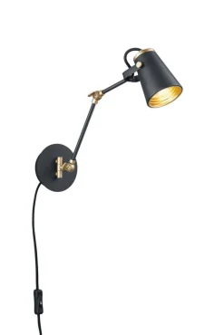 Trio Lighting seinävalaisin Edward E14 mattamusta/kulta