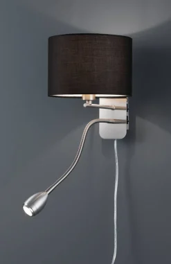 Trio Lighting seinävalaisin Hotel lukuvalolla E14 + LED harm