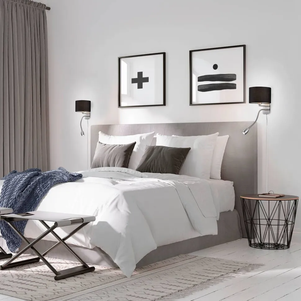 Trio Lighting seinävalaisin Hotel lukuvalolla E14 + LED harm