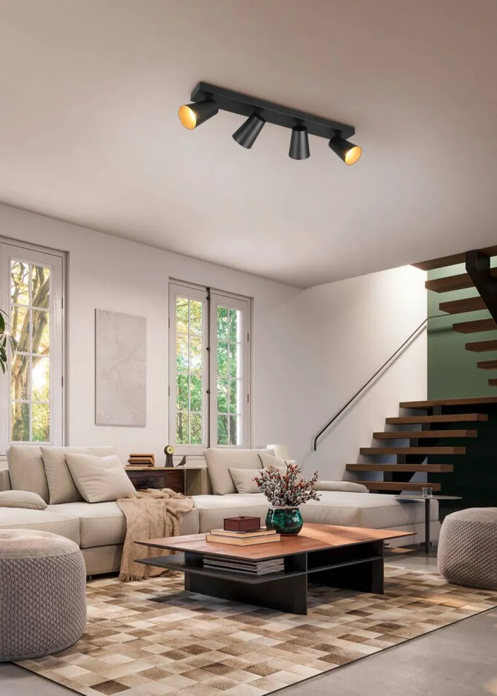 Trio Lighting spottivalaisin Sharp 4-os GU10 mattamusta/kult