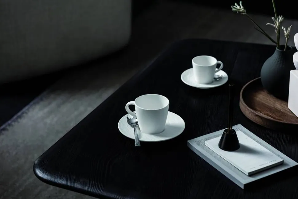 Villeroy&Boch Manufacture Rock espressokuppi ja -alunen valkoinen