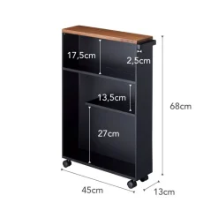 Yamazaki kapea hyllykkö pyörillä Tower musta